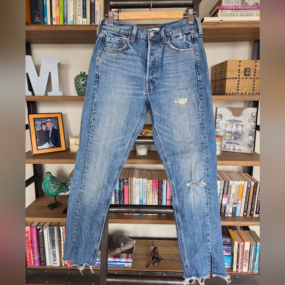 Levi's Altered 501 Skinny Distressed Jeans, Size 27